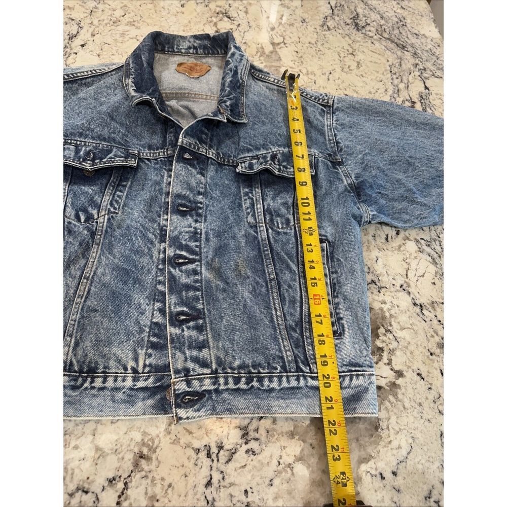 Vintage 80s Levis Denim Jean Acid Distressed Trucker Jacket USA 75068 0219 Sz Sm - Picture 14 of 16